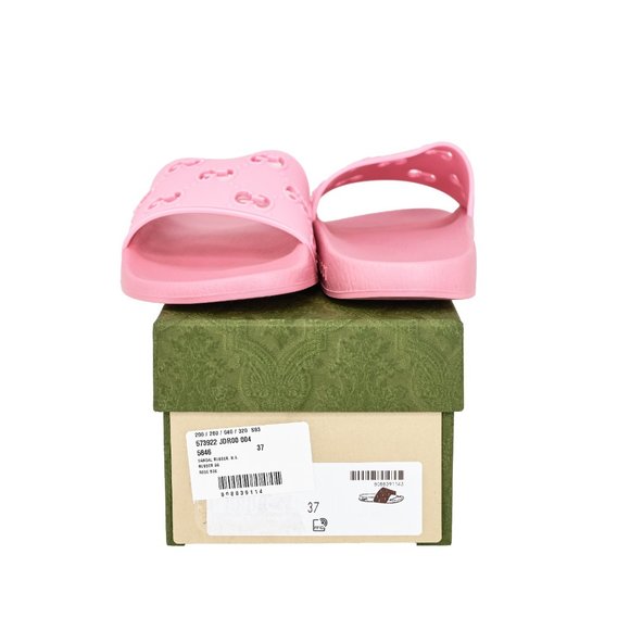Gucci GG Monogram Perforated Rubber Slide Sandals - Picture 5 of 12